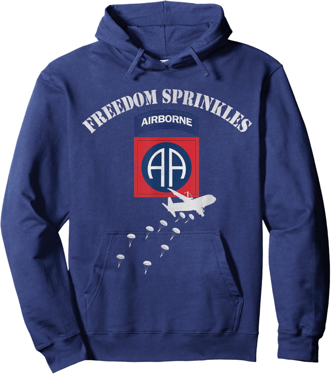 Proud U.S. 82nd Airborne Veterans Day Gifts 82nd Airborne Division Paratrooper Veteran Freedom Sprinkles Black 3X-Large -Adults Short Sleeve Hoodie - Hoodie | Navy