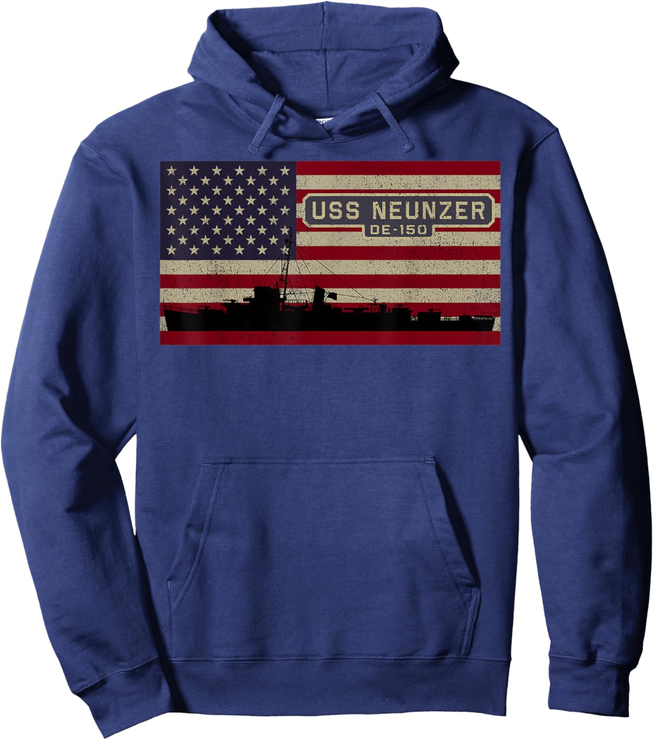 USS Neunzer DE-150 WW2 Ship American Flag Hoodie - Hoodie | Navy
