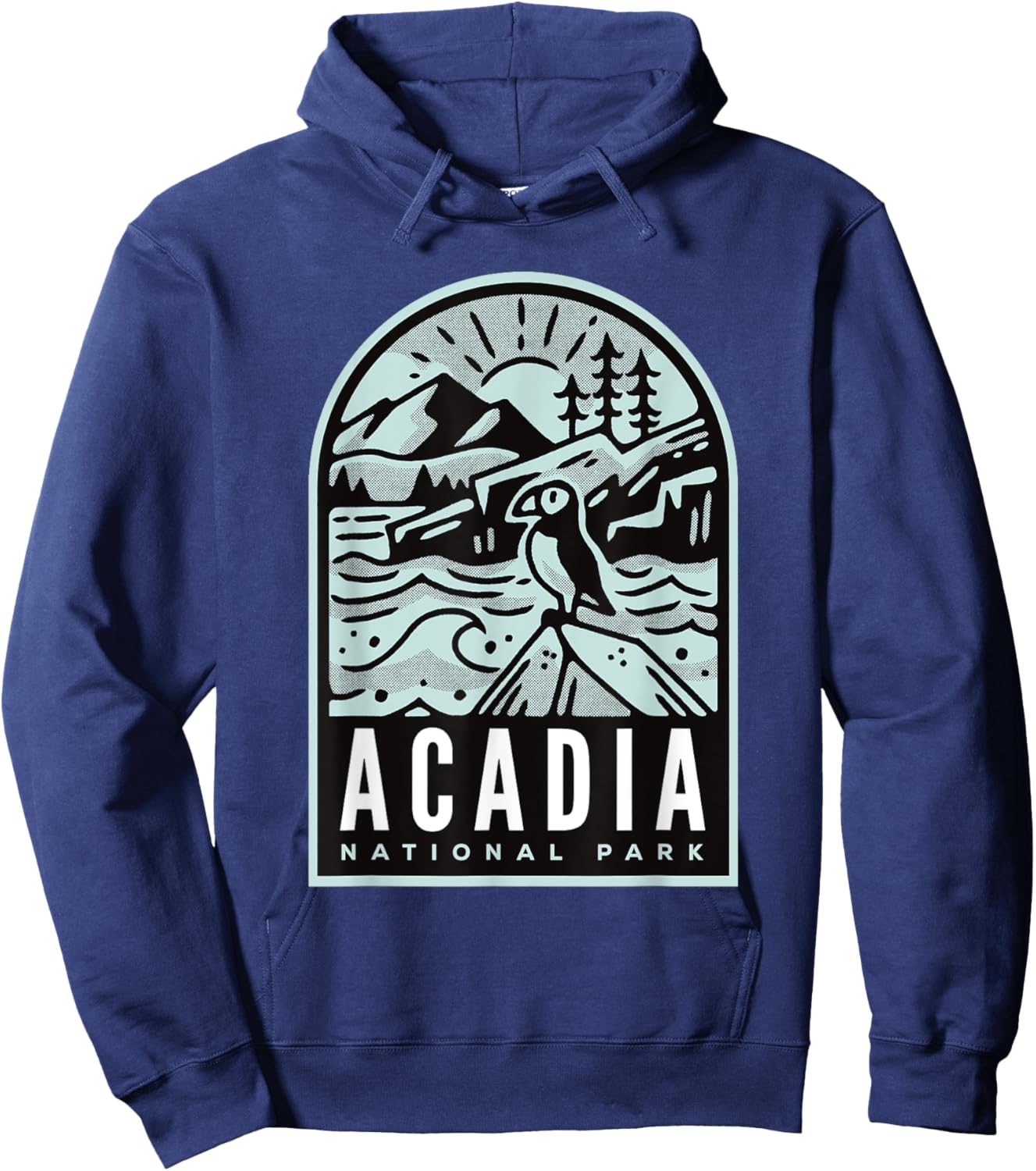Acadia National Park Vintage Puffin Hoodie - Hoodie | Navy