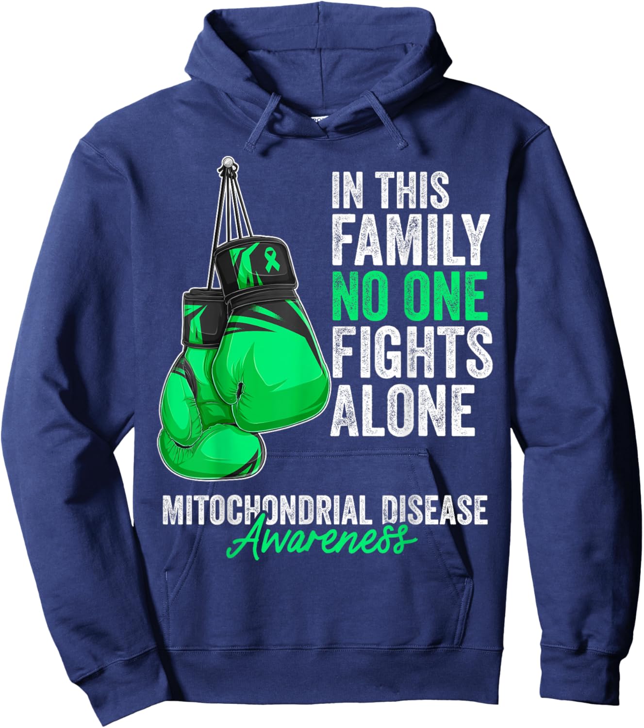 Mitochondrial Disease Awareness Month Gloves Green Ribbon Hoodie - Hoodie | Navy