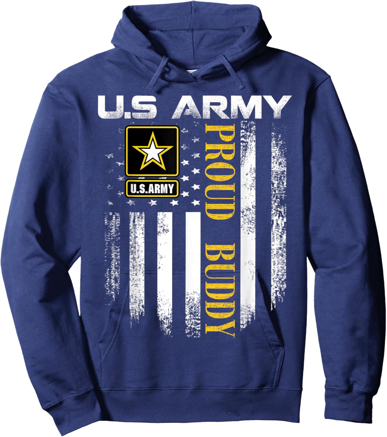 Vintage U.S. Army Proud Buddy With American Flag Gift Hoodie - Hoodie | Navy