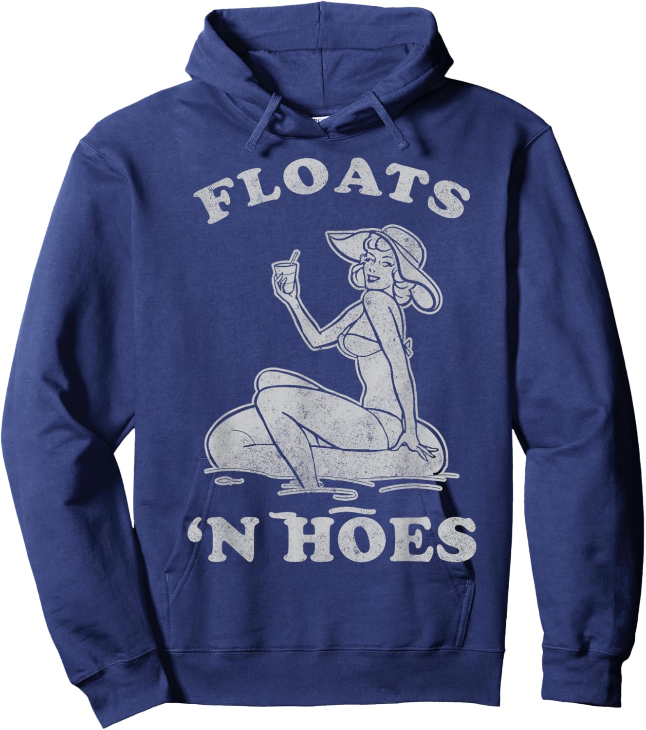 Floats and Hoes Funny Float Trip Tubing River Float Hoodie - Hoodie | Navy