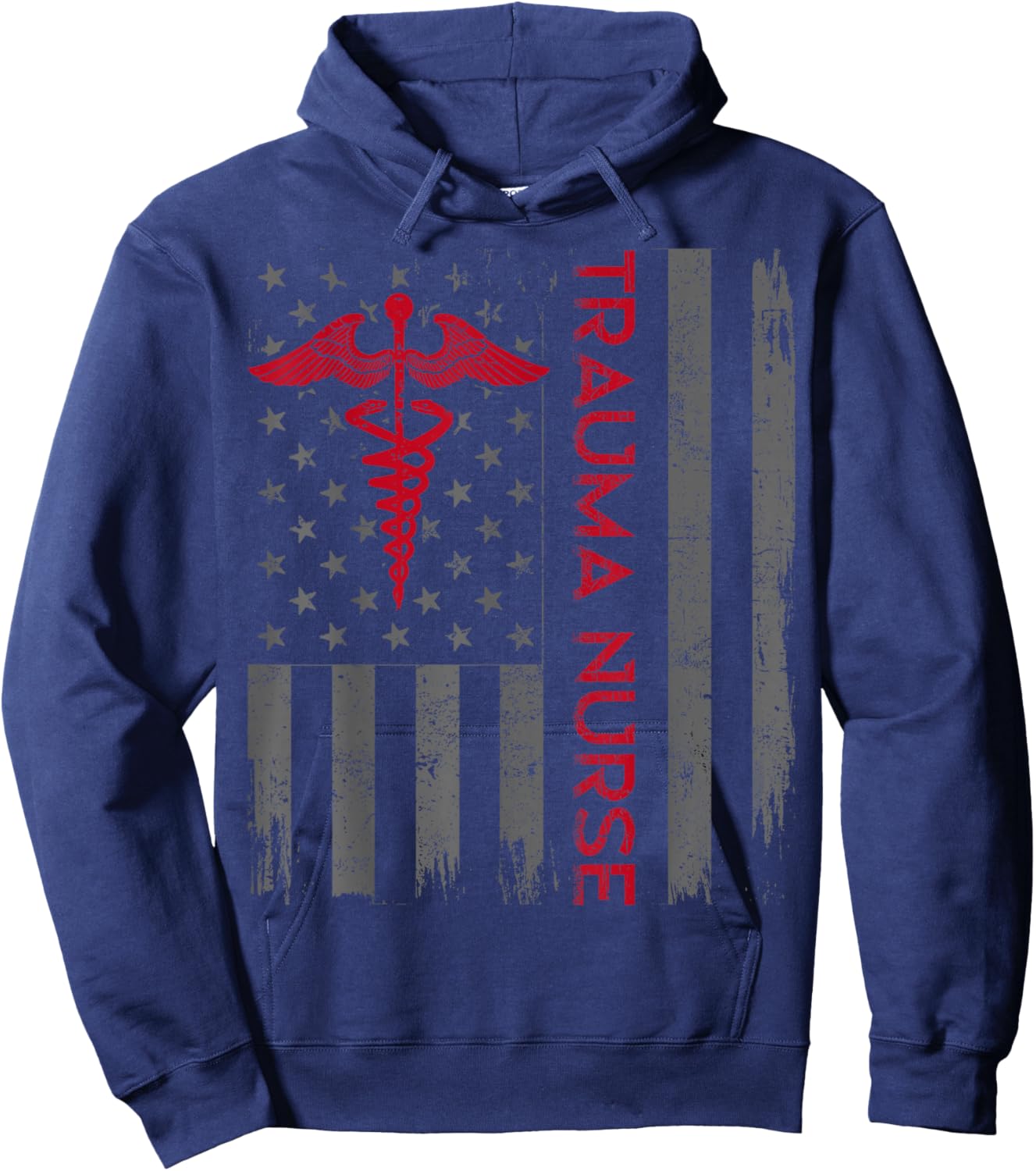 Trauma Nurse Care American Flag Patriotic Hoodie - Hoodie | Navy