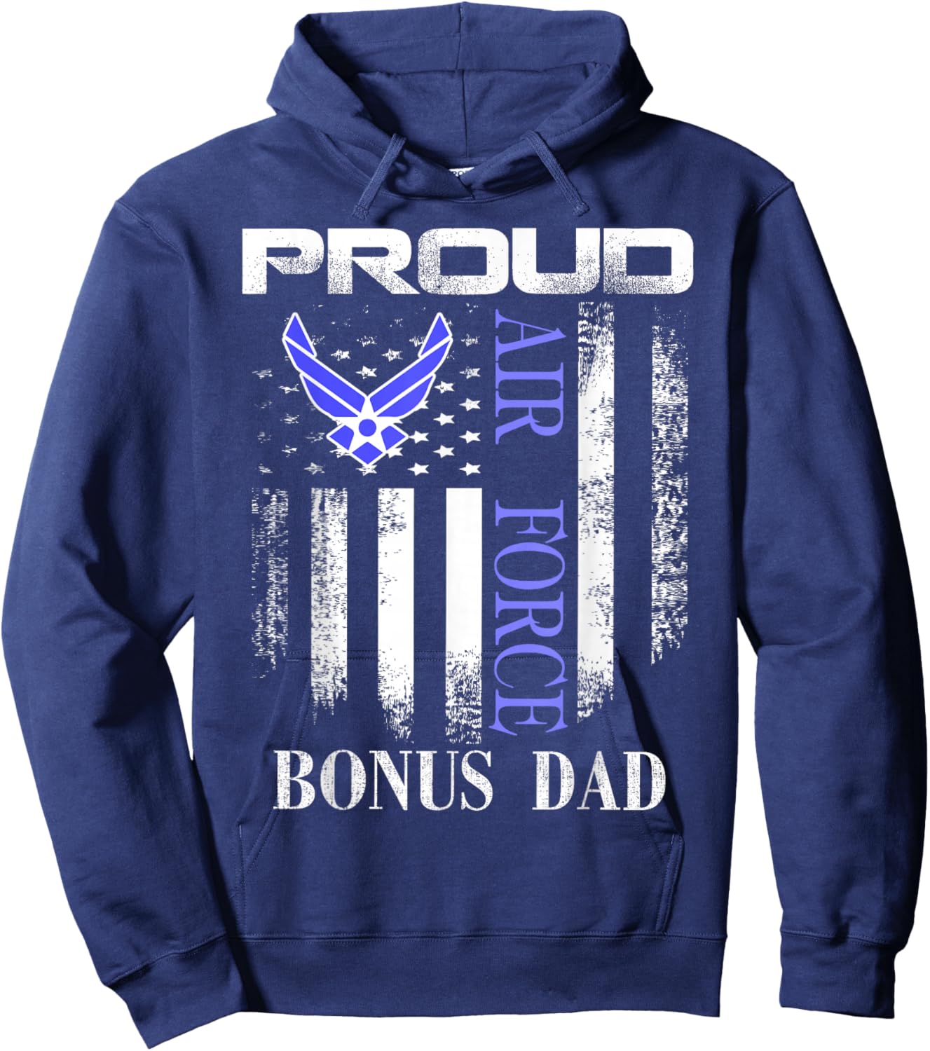 Vintage Proud Air Force Bonus Dad With American Flag Gift Hoodie - Hoodie | Navy