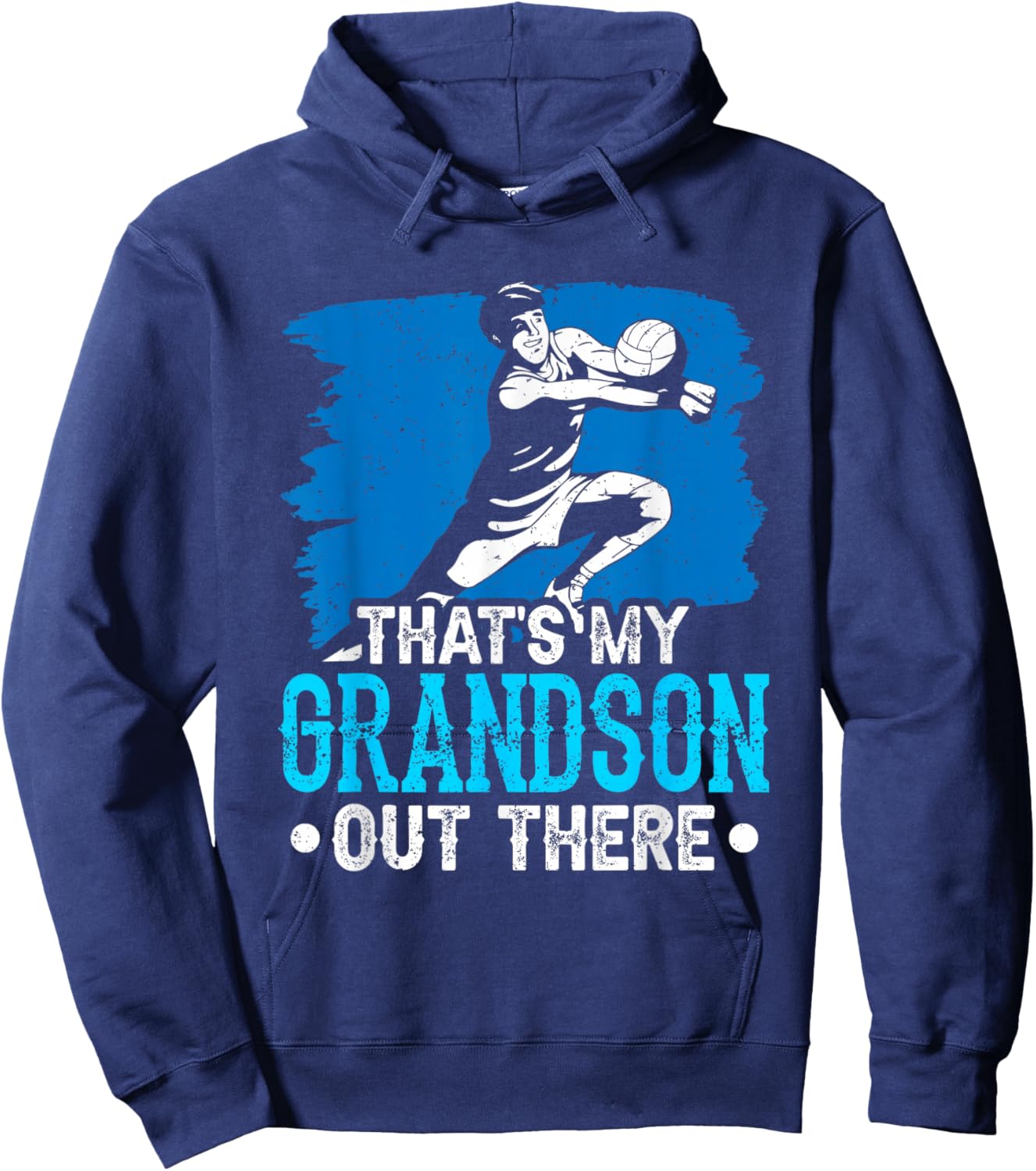 That's My Grandson Out There Volleyball Field Sports Athlete Hoodie - Hoodie | Navy