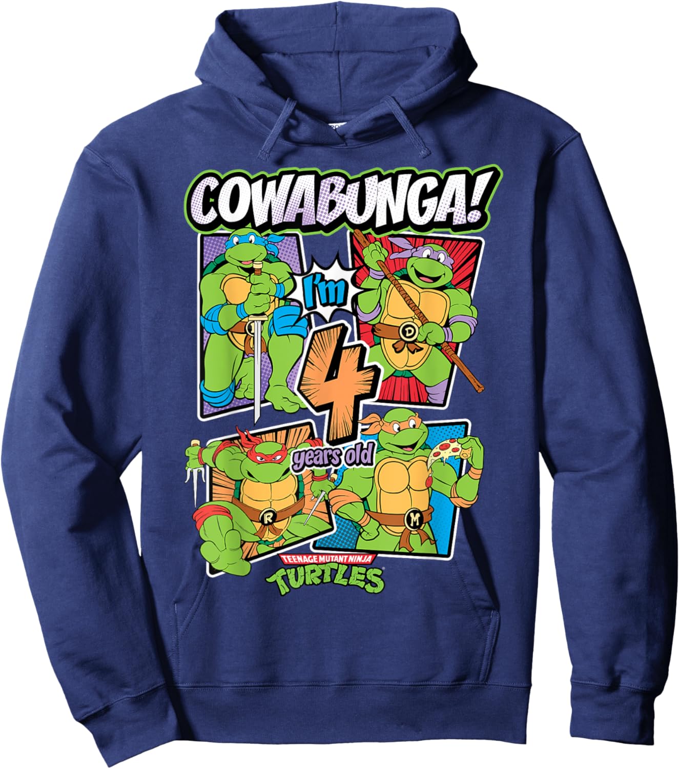 Mademark x Teenage Mutant Ninja Turtles - Cowabunga I'm 4 Years Old Teenage Mutant Ninja Turtles Hoodie - Hoodie | Navy