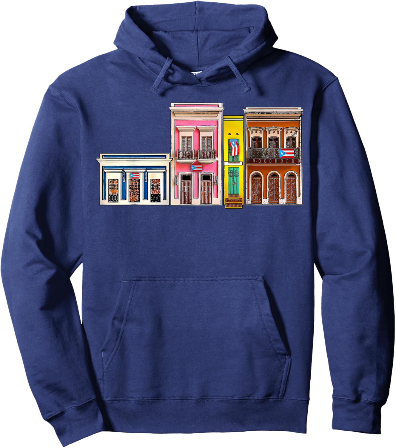 Viejo San Juan Casitas, Puerto Rico Flag Boricua Proud Hoodie - Hoodie | Navy