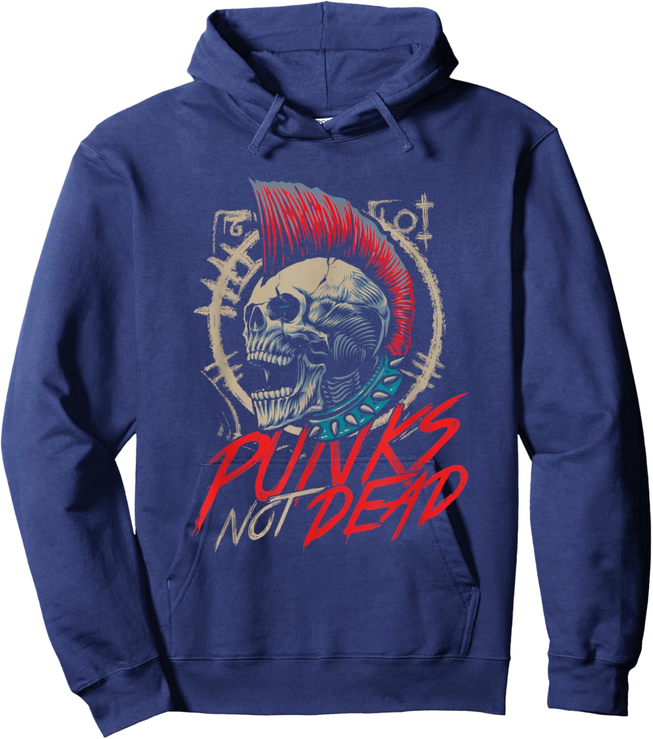 Punks Not Dead | Rocker Punker | Punk Rock Music Hoodie - Hoodie | Navy