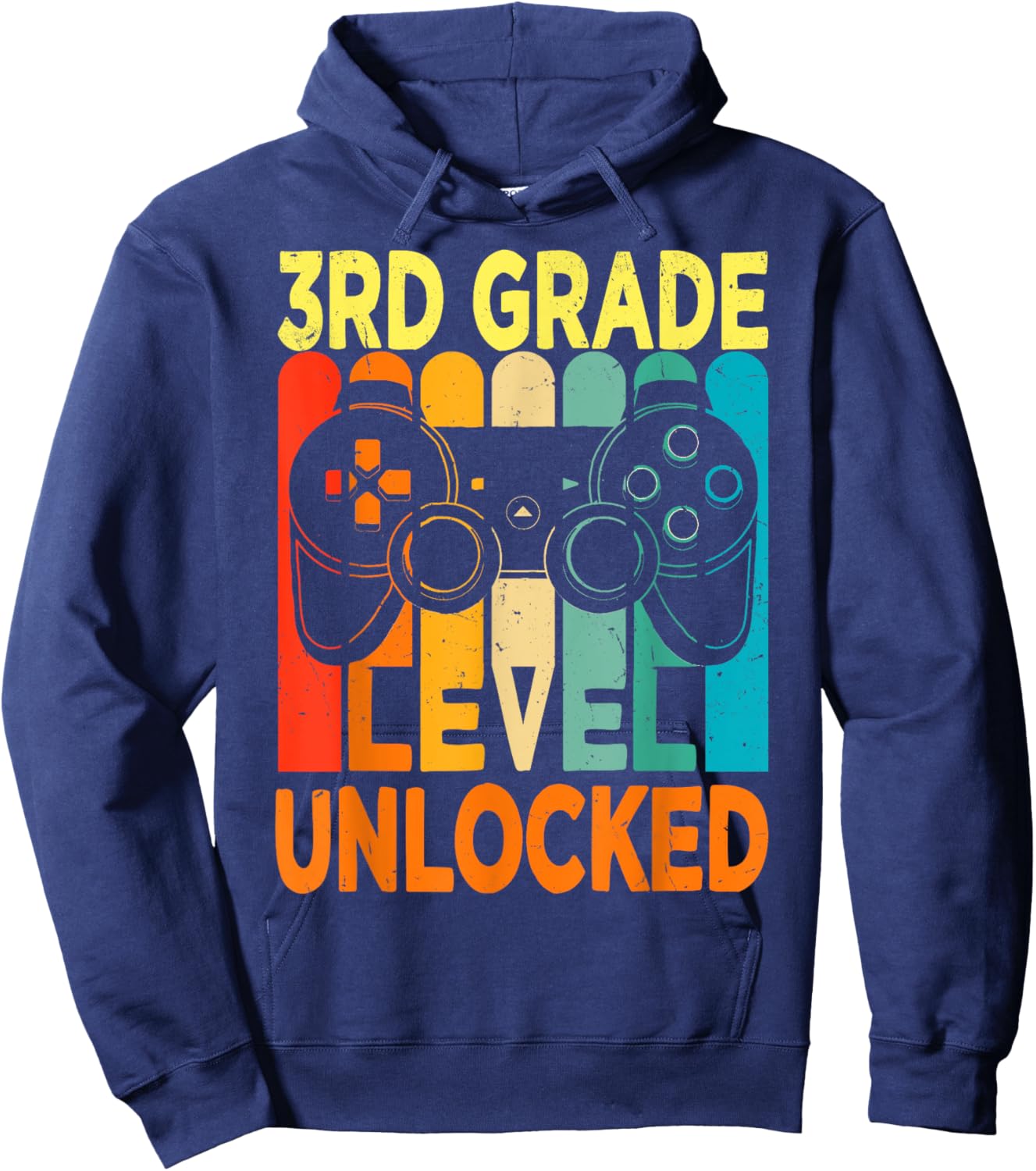 Hello 3rd Grade Level Unlocked Video Game Back to School Boy Hoodie - Hoodie | Navy