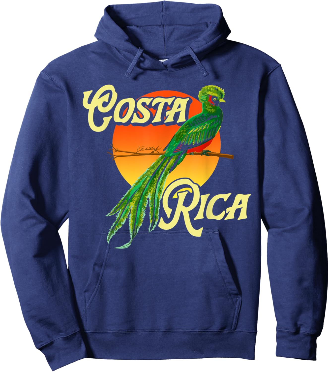 Costa Rica Resplendent Quetzal Bird Nature Sunset Retro Hoodie - Hoodie | Navy