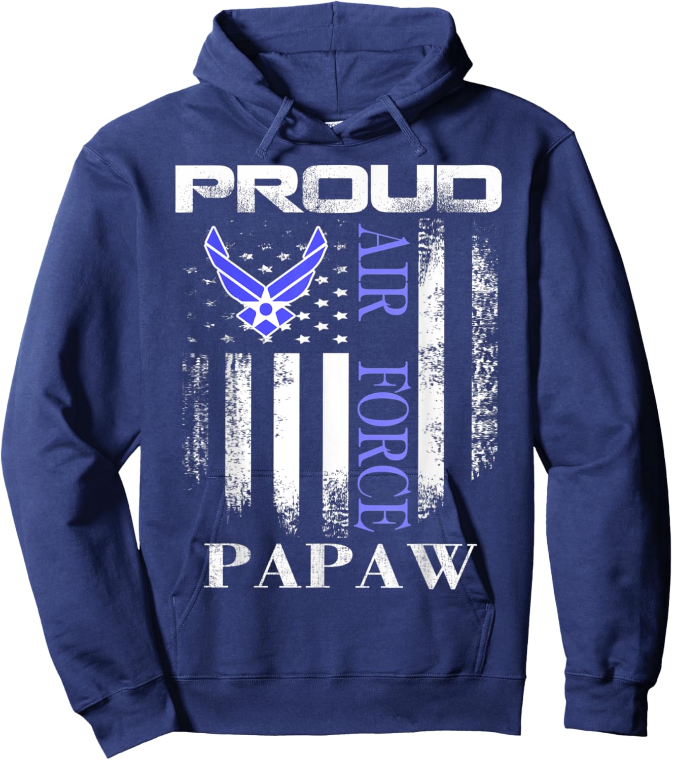 Vintage Proud Air Force Papaw With American Flag Gift Hoodie - Hoodie | Navy