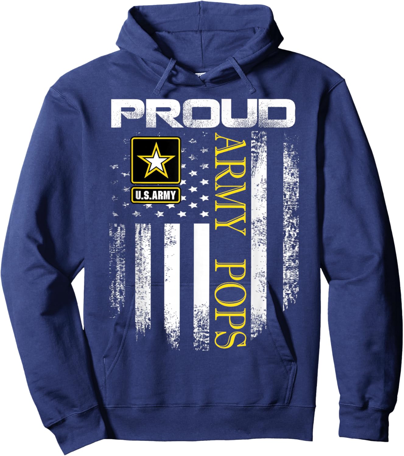 Vintage Proud Army Pops With American Flag Gift Hoodie - Hoodie | Navy