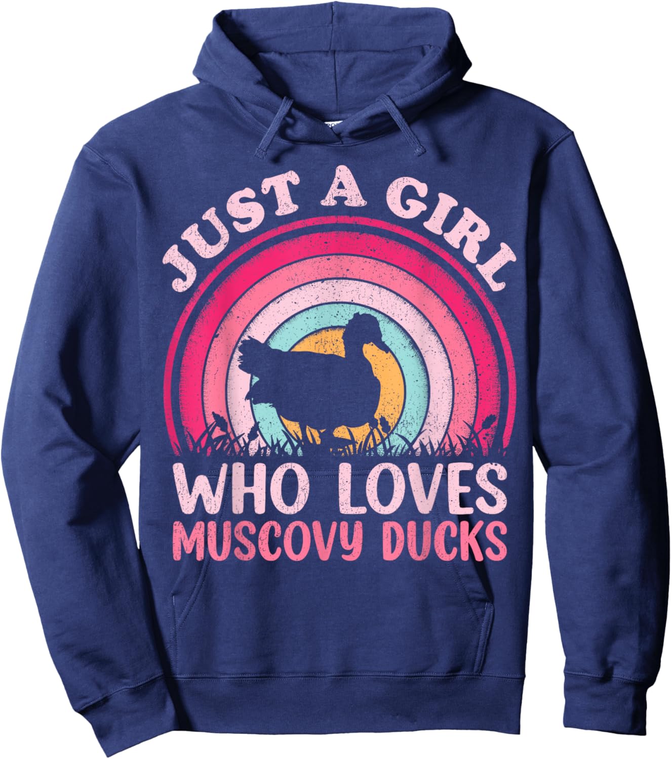 Duck Bird Vintage Retro Just A Girl Who Loves Muscovy Ducks Hoodie - Hoodie | Navy