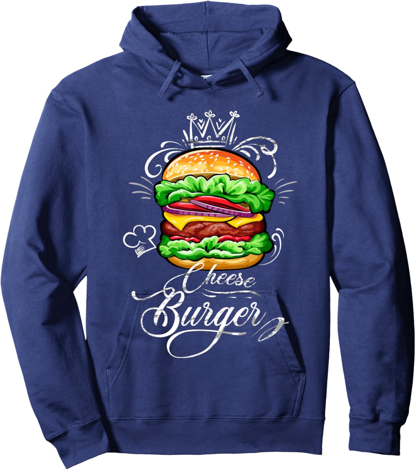 Vintage Best Delicious Cheeseburger With Crown Hoodie - Hoodie | Navy