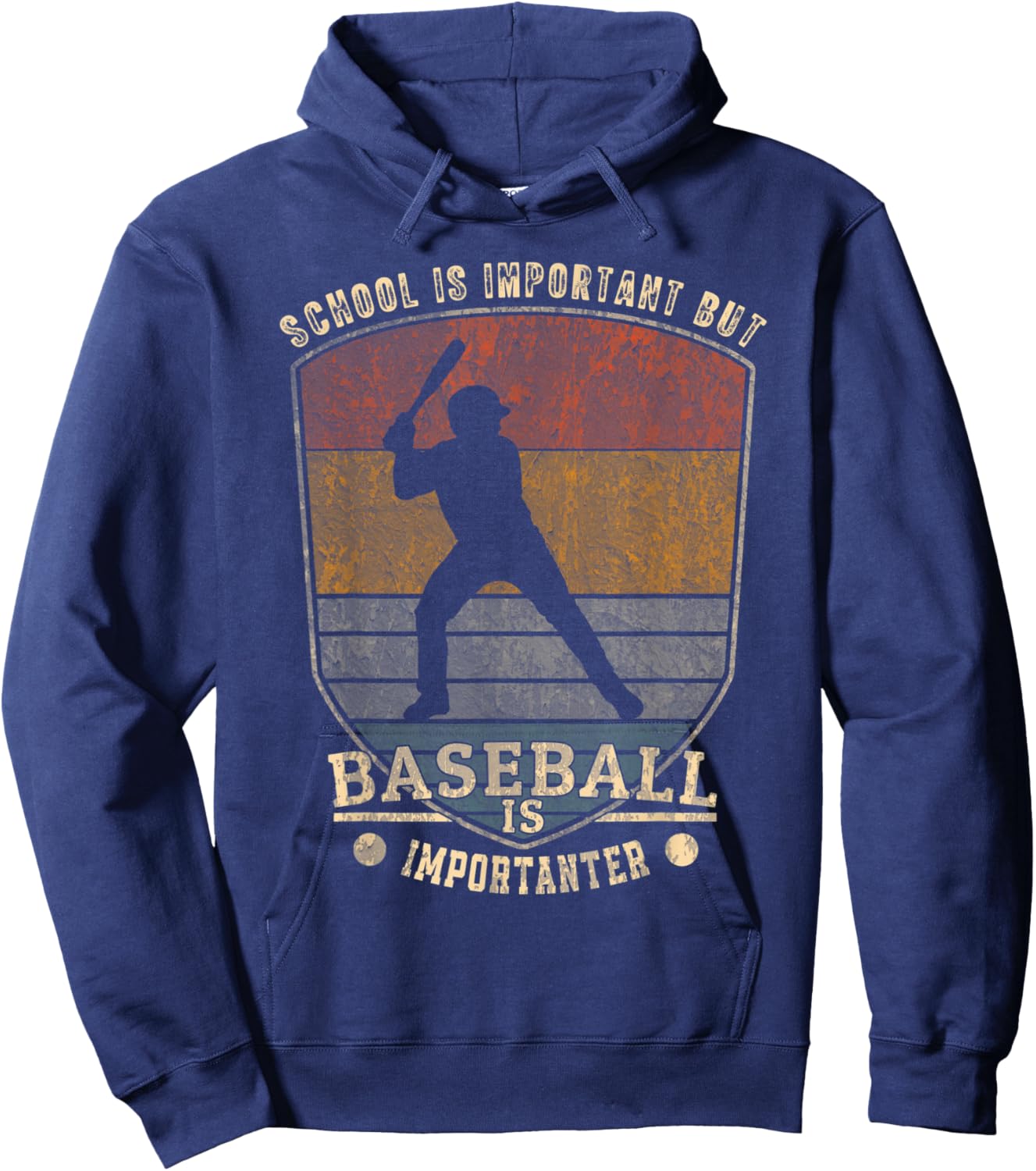 Retro School Is Important But Baseball Is Importanter Men Hoodie - Hoodie | Navy