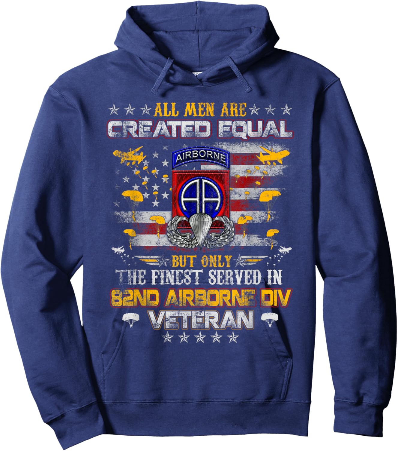 All Men Are Created Equal 82nd Airborne Division Paratrooper Hoodie - Hoodie | Navy