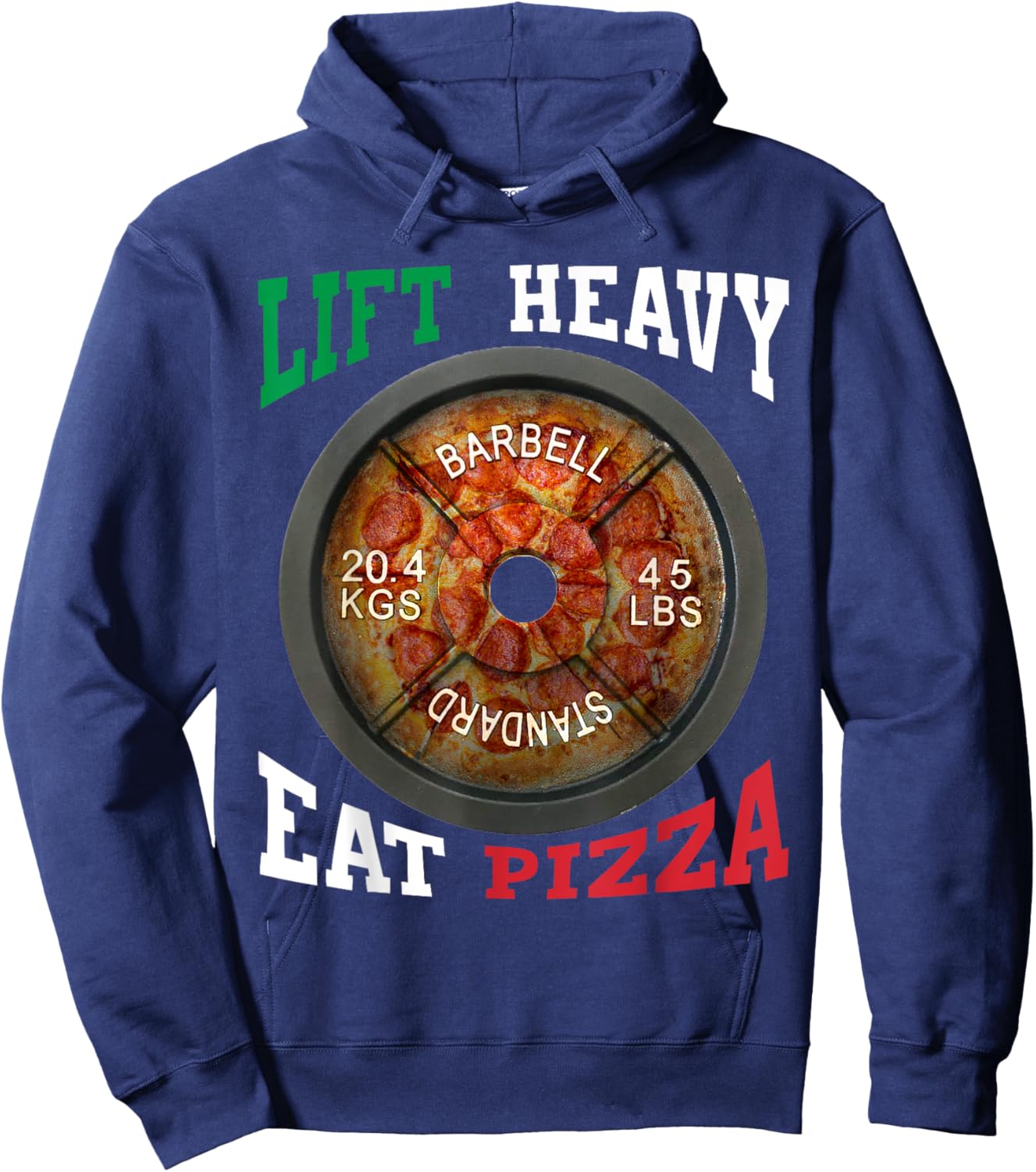 Funny Novelty Lift Heavy Eat Pizza Weightlifting Gym Hoodie - Hoodie | Navy