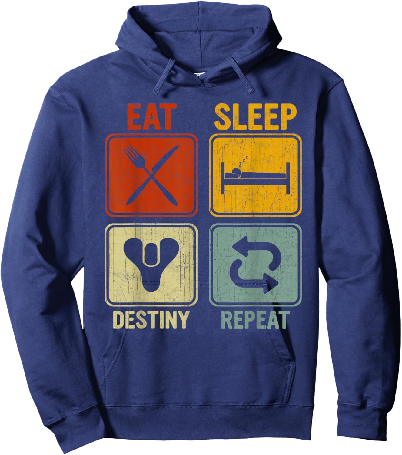 Funny Retro Design Women Eat Sleep Destiny Repeat Hoodie - Hoodie | Navy