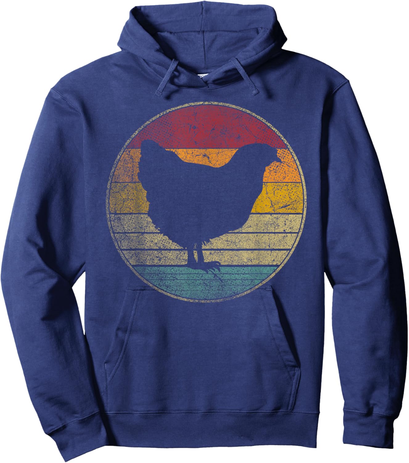 Chicken Hen Bird Farm Vintage Distressed Retro 70s 80s Gift Hoodie - Hoodie | Navy