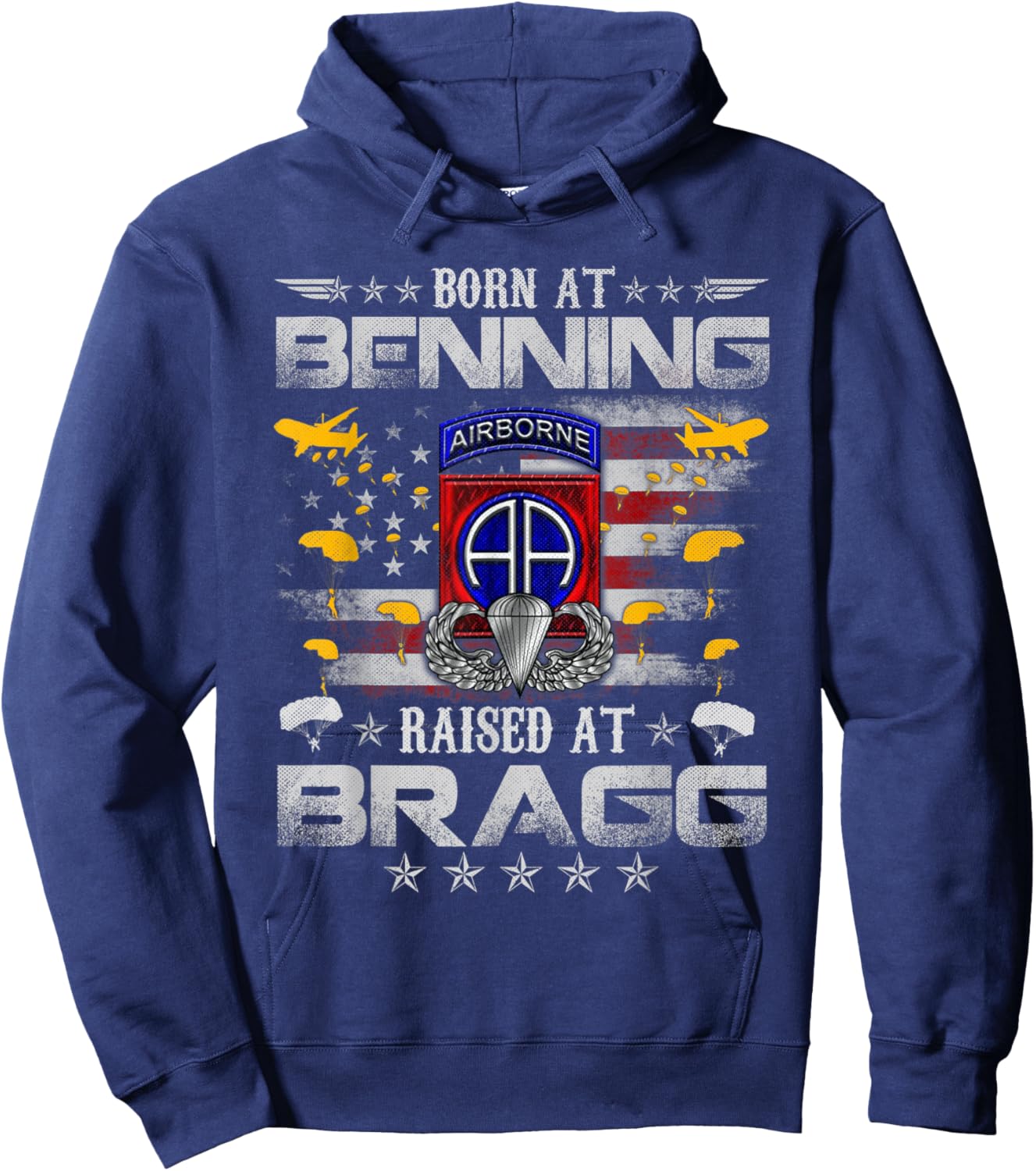 Born At Ft Benning Raised Fort Bragg 82nd Airborne Veteran Hoodie - Hoodie | Navy
