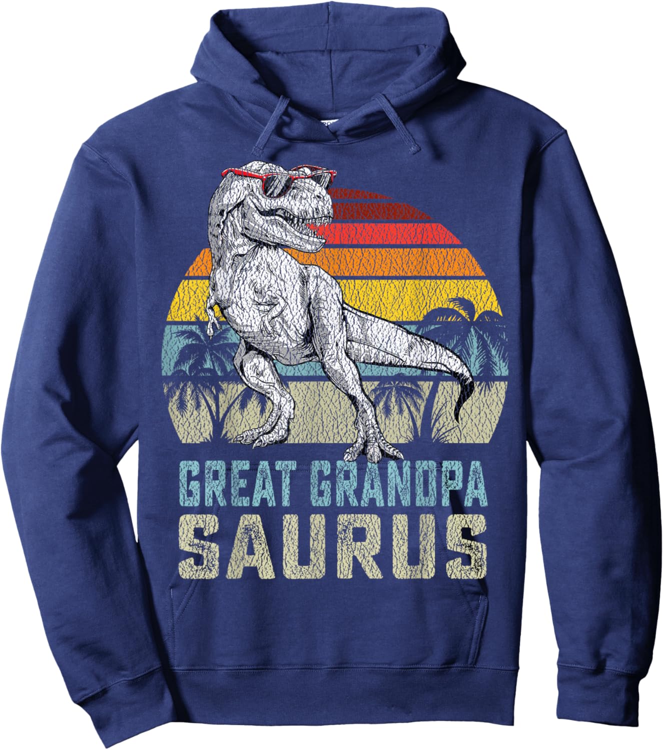 Great grandpasaurus T Rex Dinosaur Grandpa Saurus Family Hoodie - Hoodie | Navy