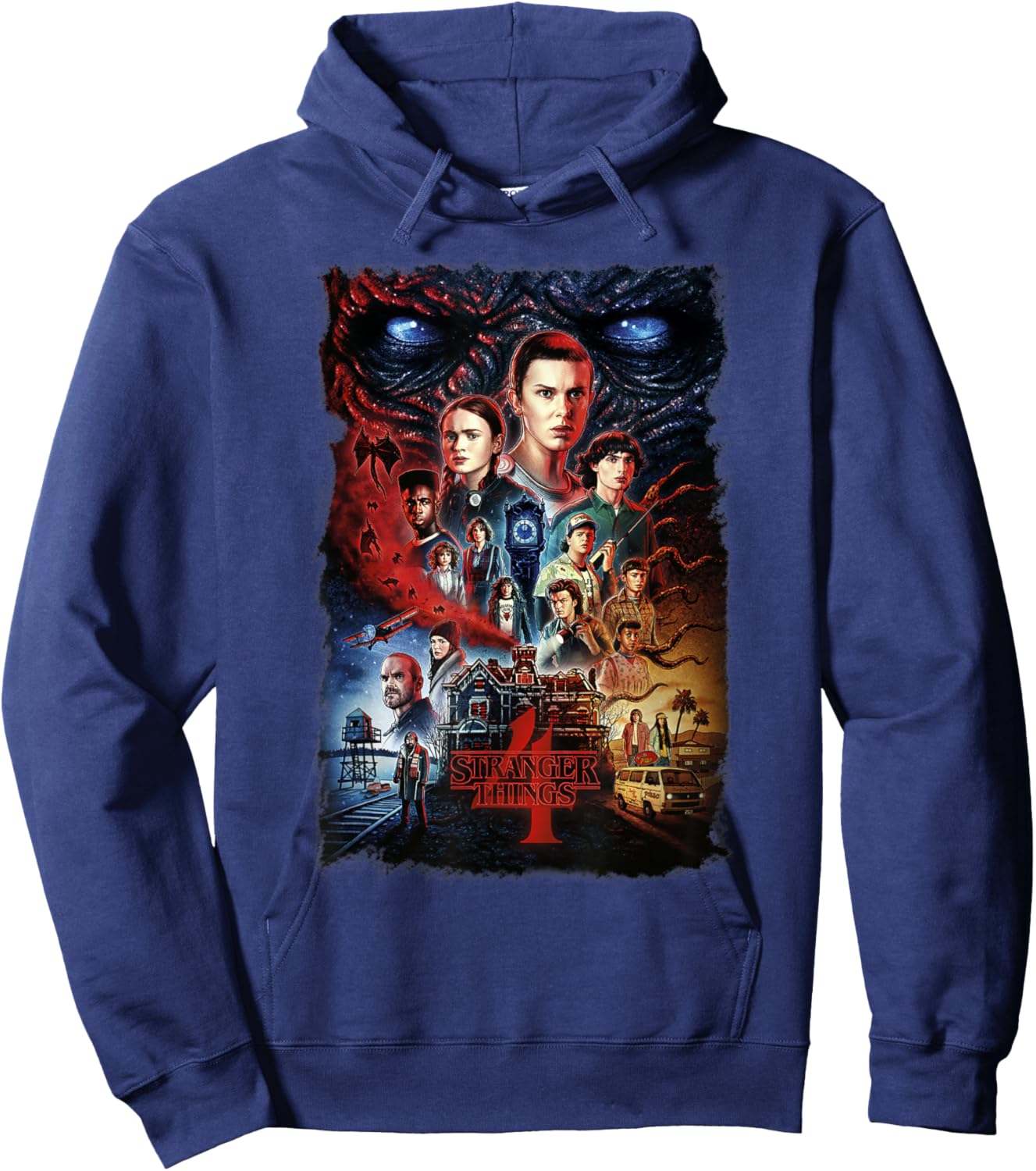 Stranger Things 4 Full Cast Poster Hoodie - Hoodie | Navy
