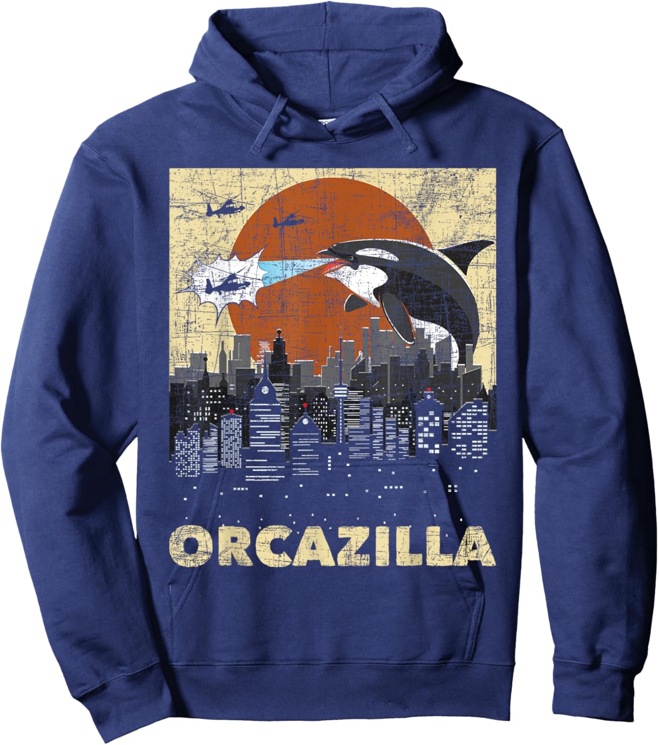 Orcazilla - Whale Lover Ocean Marine Biologist Whales Hoodie - Hoodie | Navy