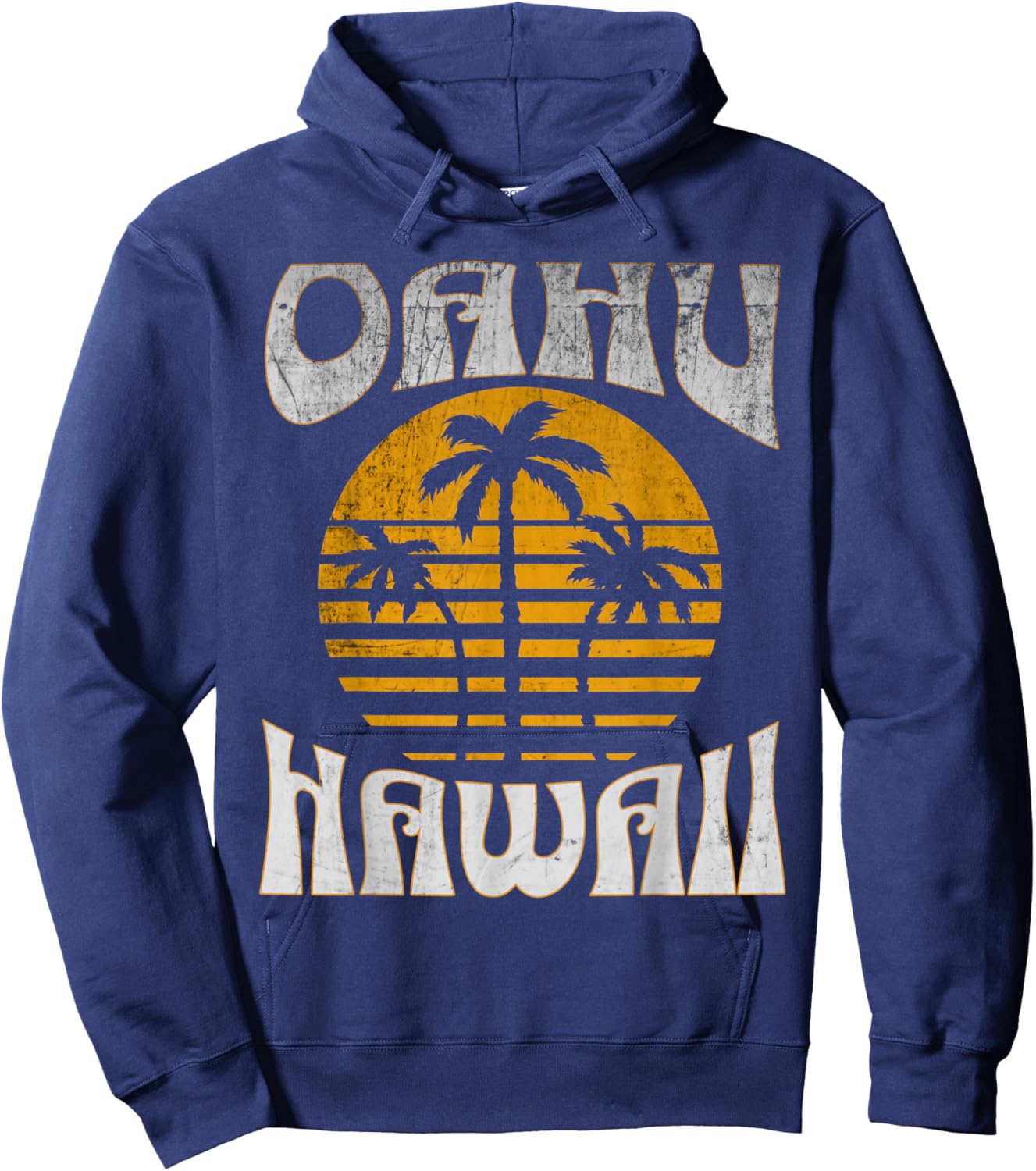 Oahu Hawaii Beach Summer Vacation Vintage Hoodie - Hoodie | Navy