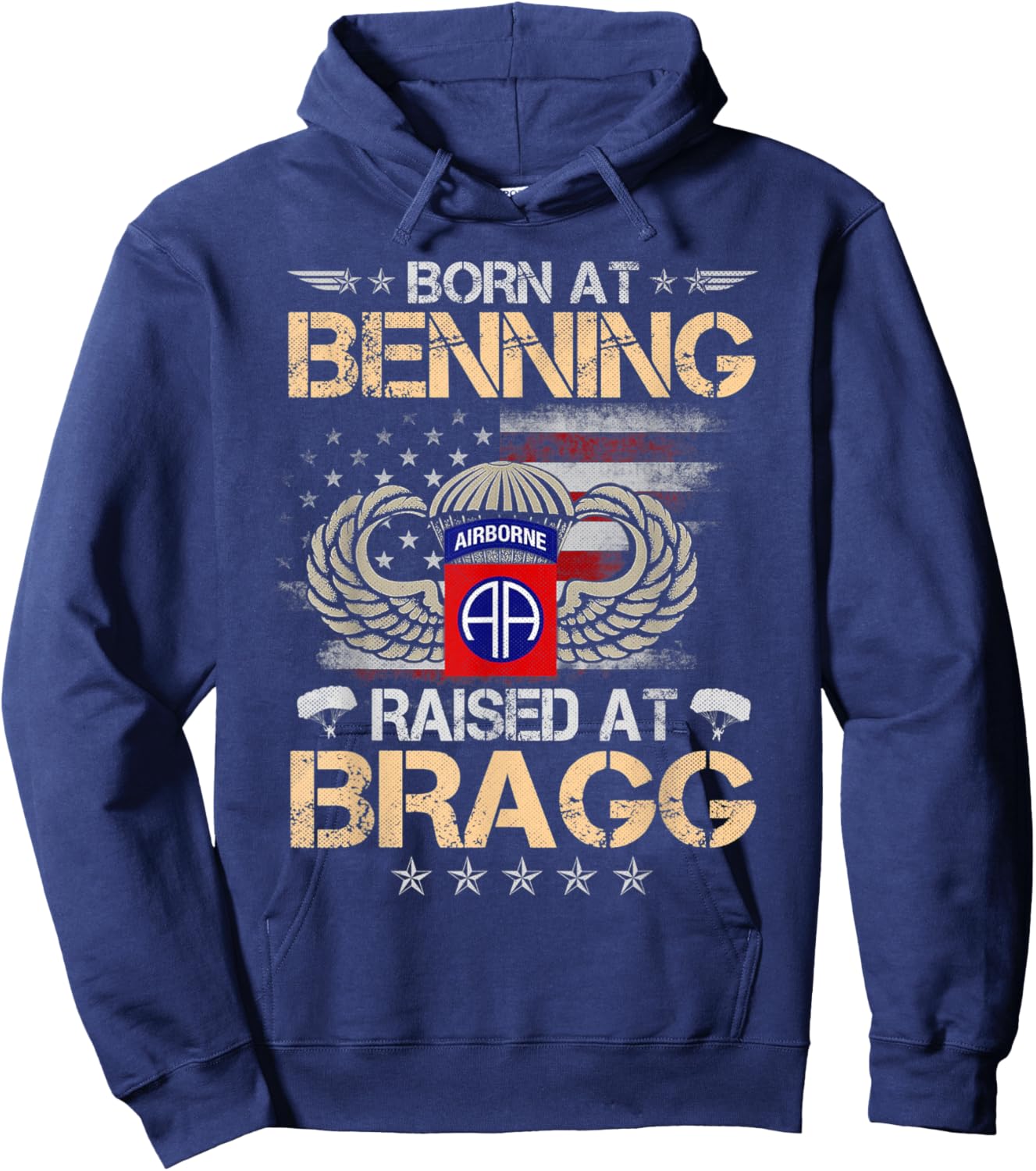 82nd Airborne Veteran Born At Ft Benning Raised Fort Bragg Hoodie - Hoodie | Navy