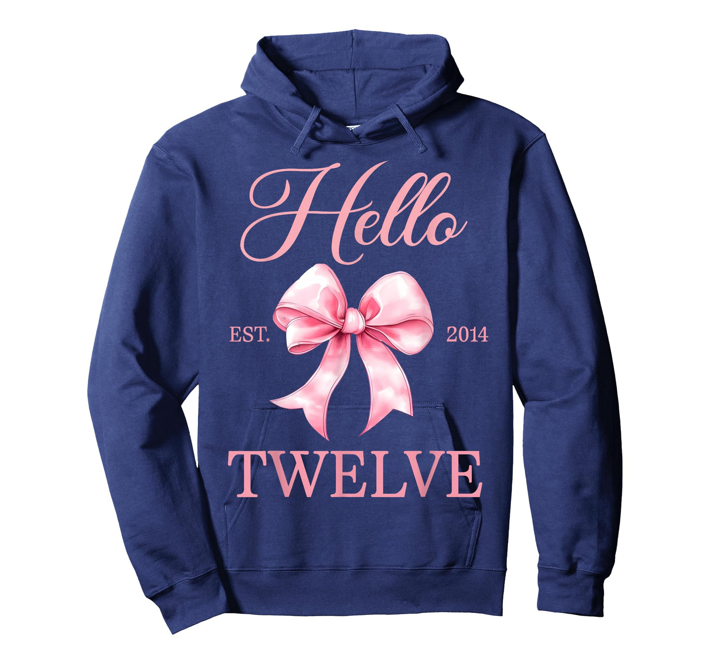 12 Year Old Birthday Girl Coquette Bow Hello Twelve Est 2014 T-Shirt