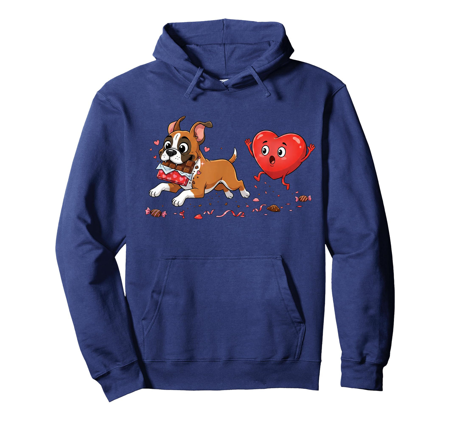 Funny Boxer Dog Heart Chocolate Valentine Womens Mens Kids T-Shirt