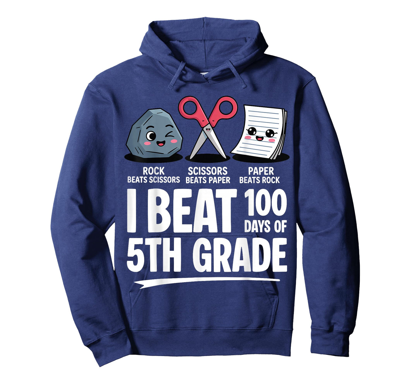 I Beat 100 Days of 5th Grade Rock Paper Scissor Kids 100th T-Shirt