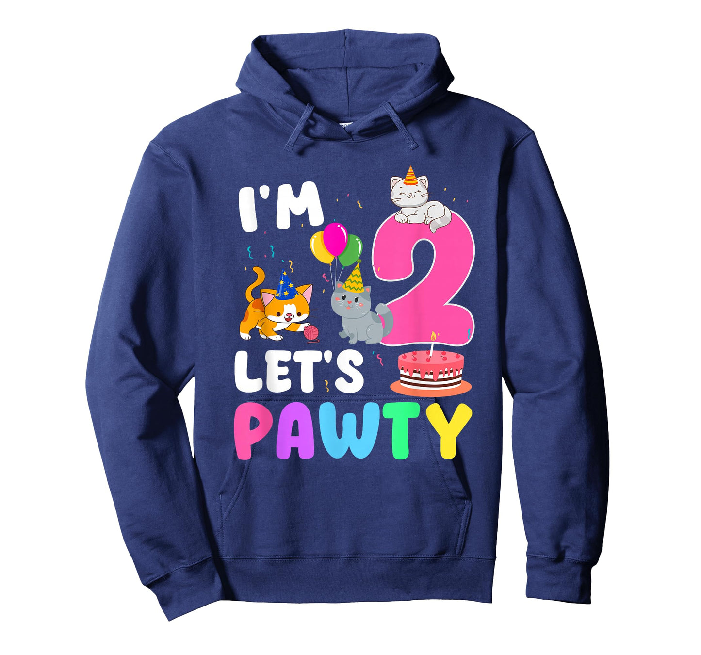 I'm 2 Let's Pawty 2 Year Old Birthday Girl Cat Theme Party T-Shirt