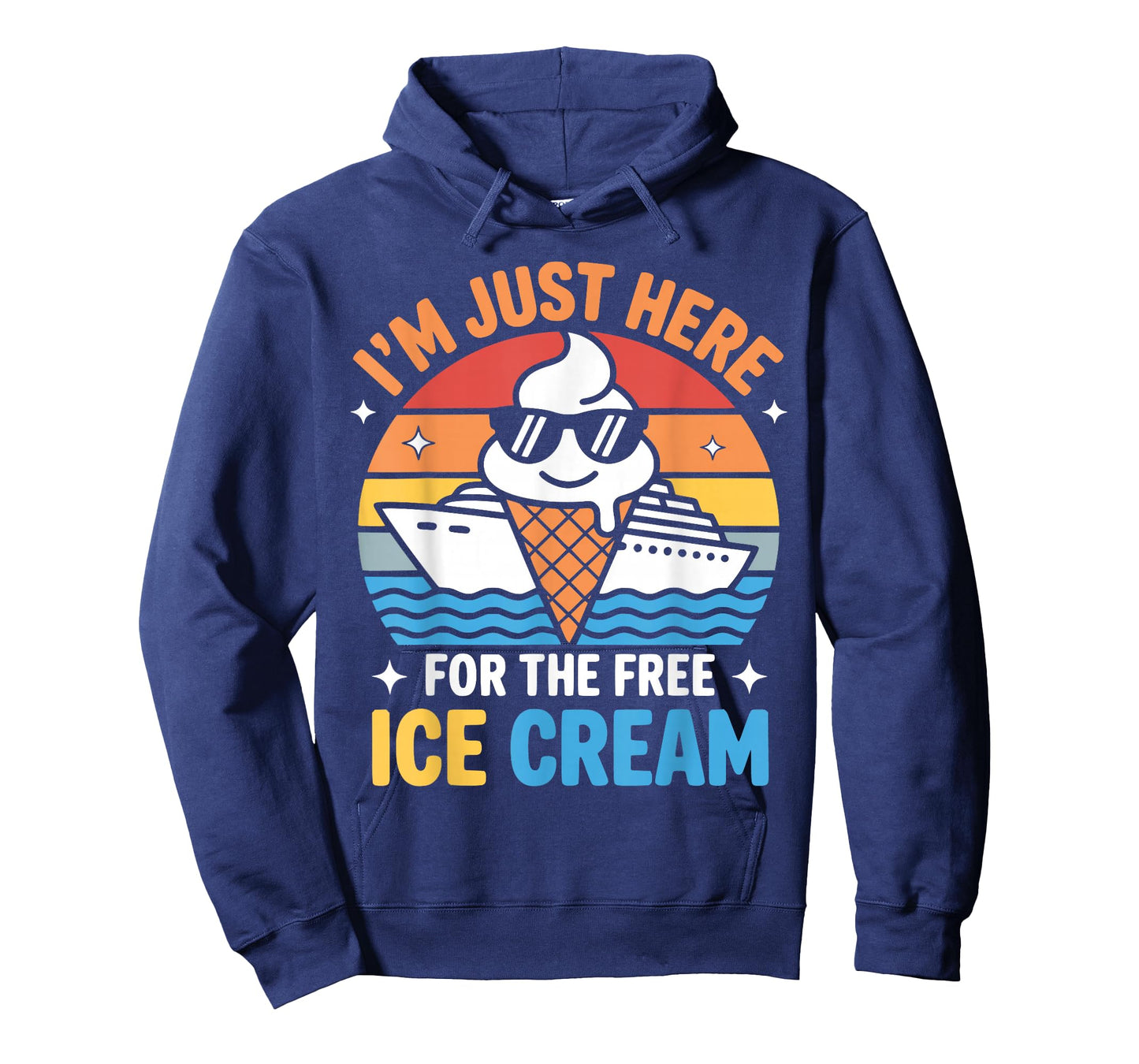 Just Here for Free Ice Cream Funny Cruise Travel Matching T-Shirt