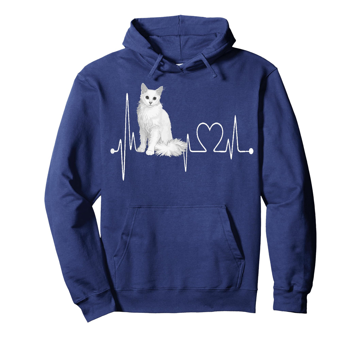 Turkish Angora Cat Heartbeat EKG Funny Cats & Kitten Lovers T-Shirt