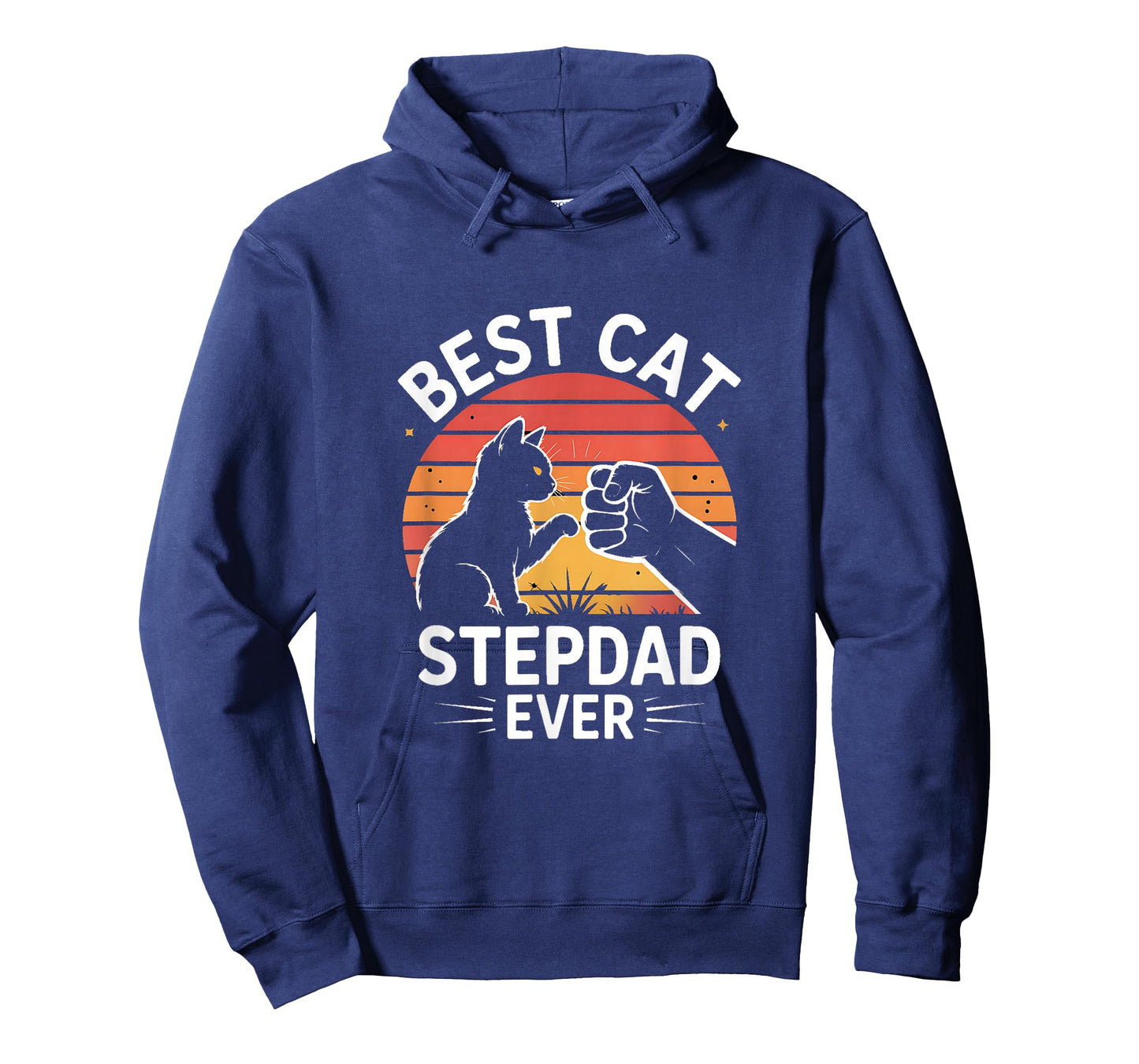 Best Cat Stepdad Ever Retro Sunset Fist Bump T-Shirt