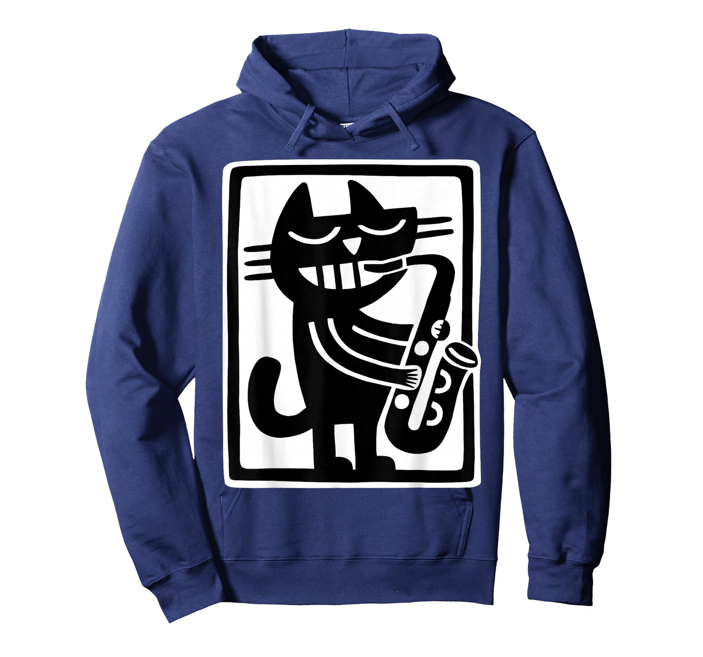 Black Cat Playing Saxophone Jazz Music Retro Art T-Shirt