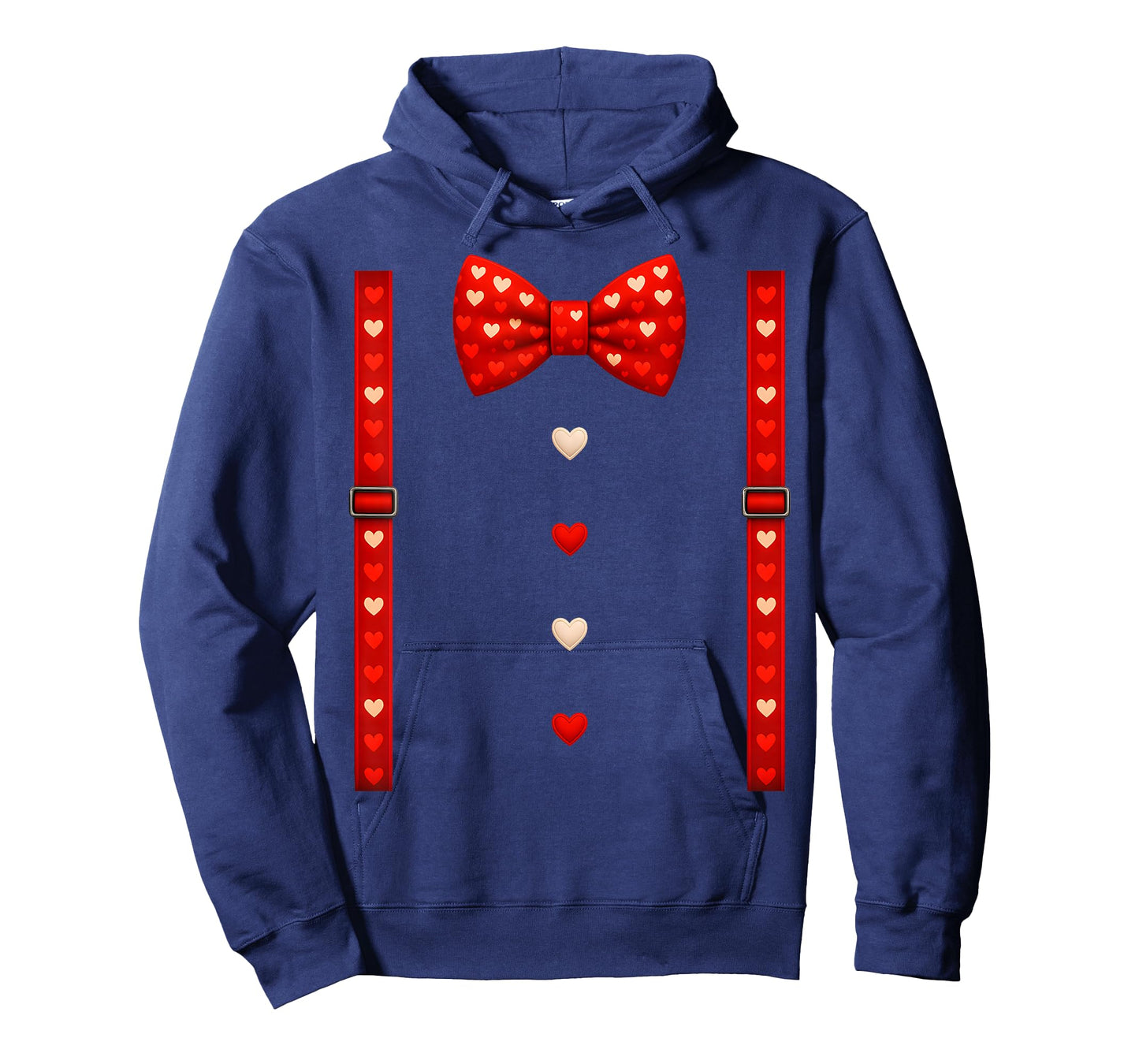 Valentine Red Hearts Bow Tie Suspenders Costume Mens Boys T-Shirt
