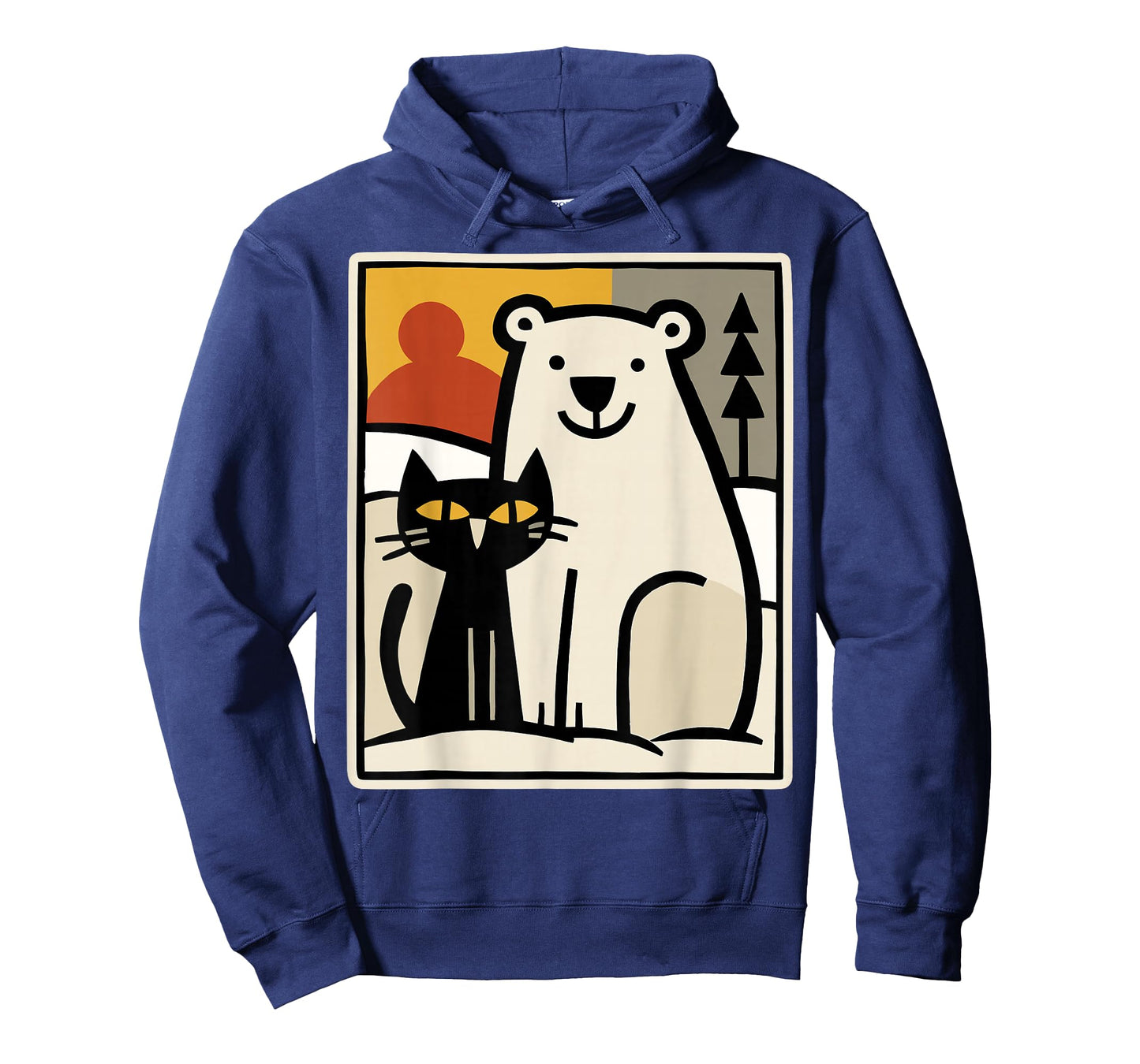 Black Cat and Polar Bear Winter Animal Cute Snow Art T-Shirt