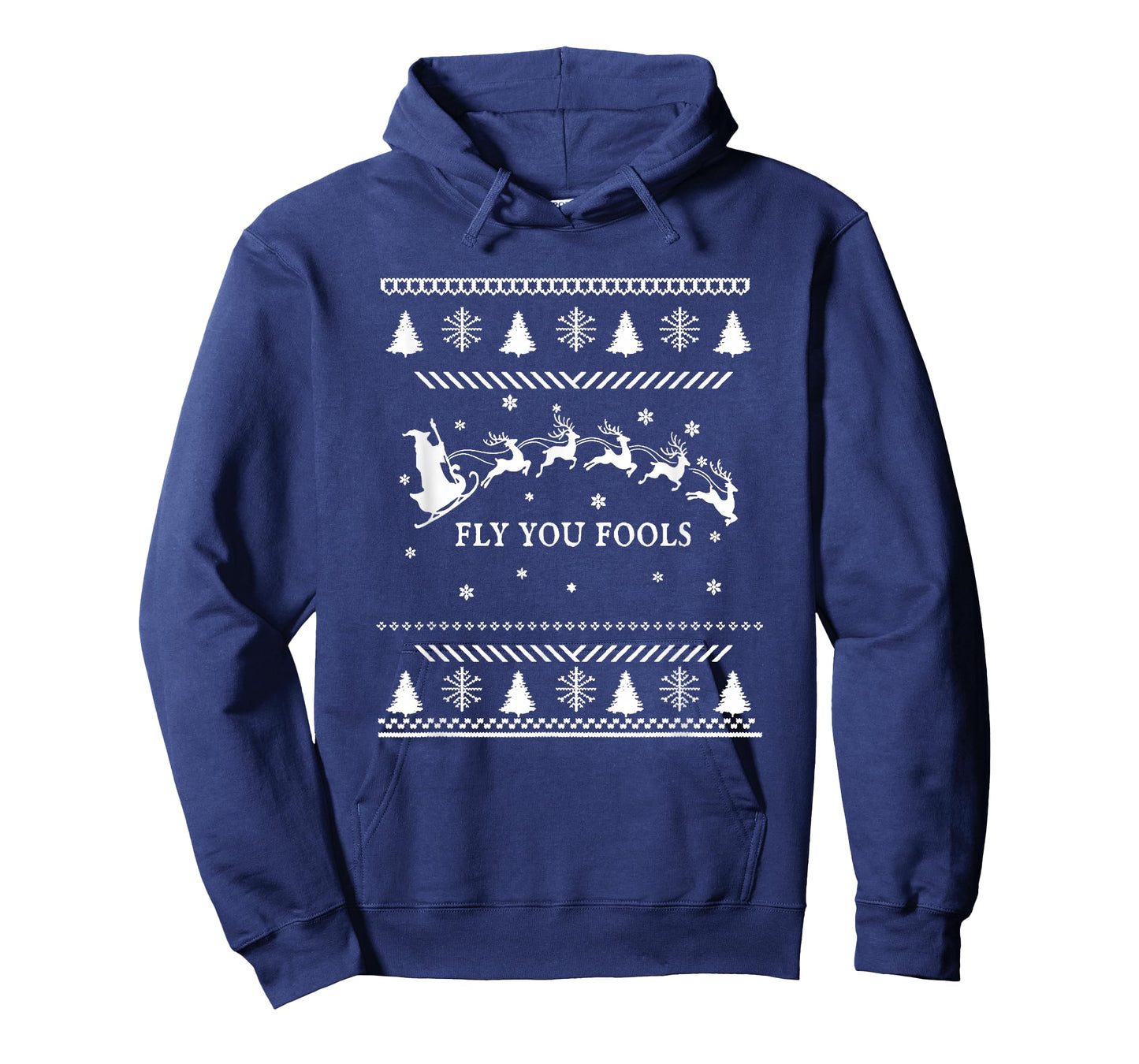 Fly You Fools Wizard Santa Sleigh Reindeer Christmas T-Shirt