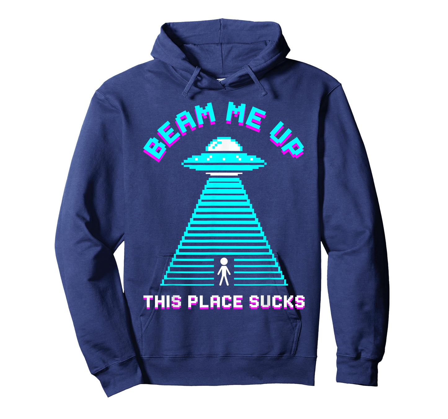 Beam Me Up This Place Sucks 80s Pixel Art Funny Alien T-Shirt
