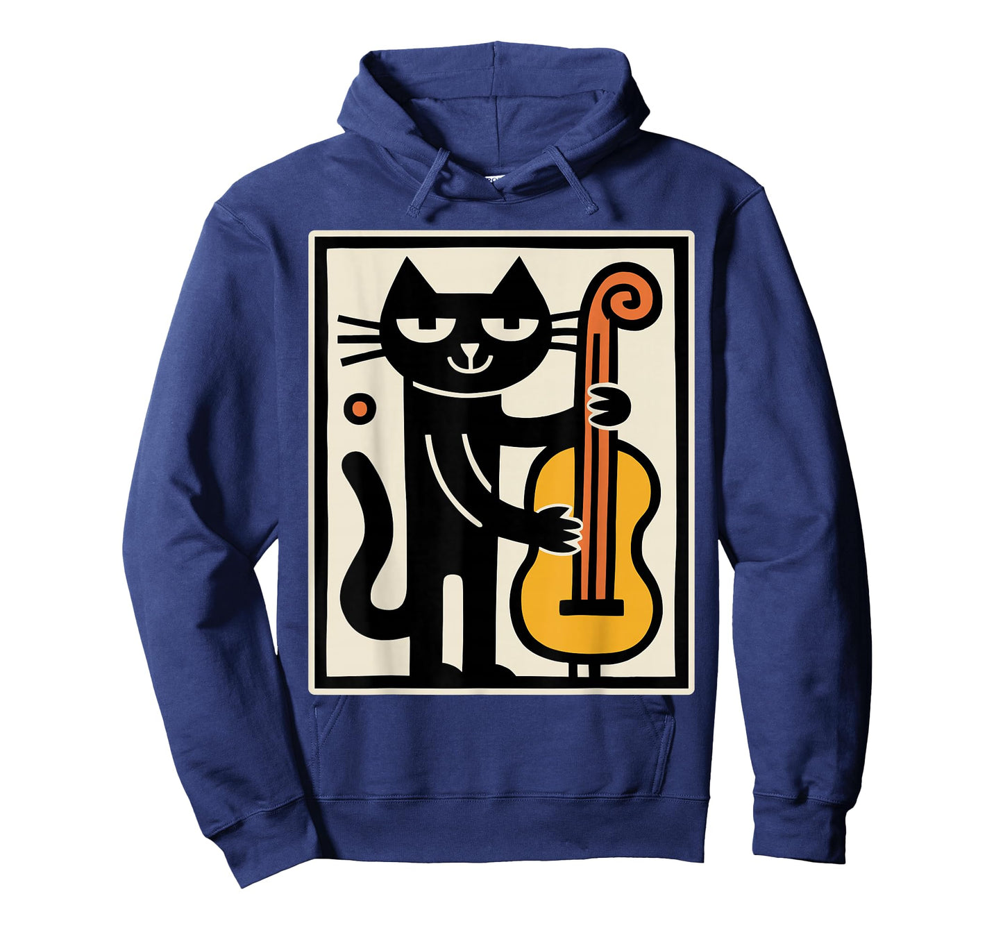 Cat Playing Contrabass Upright Bass Music Art T-Shirt