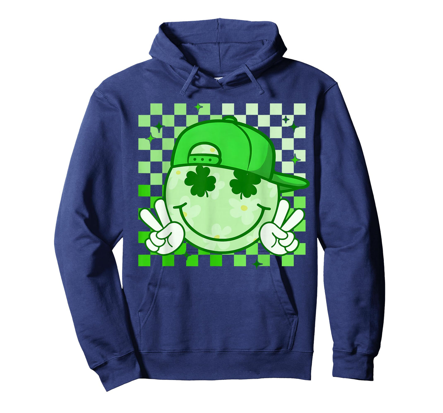 St Patricks Day Groovy Shamrock Smile Face Funny Men Kids T-Shirt
