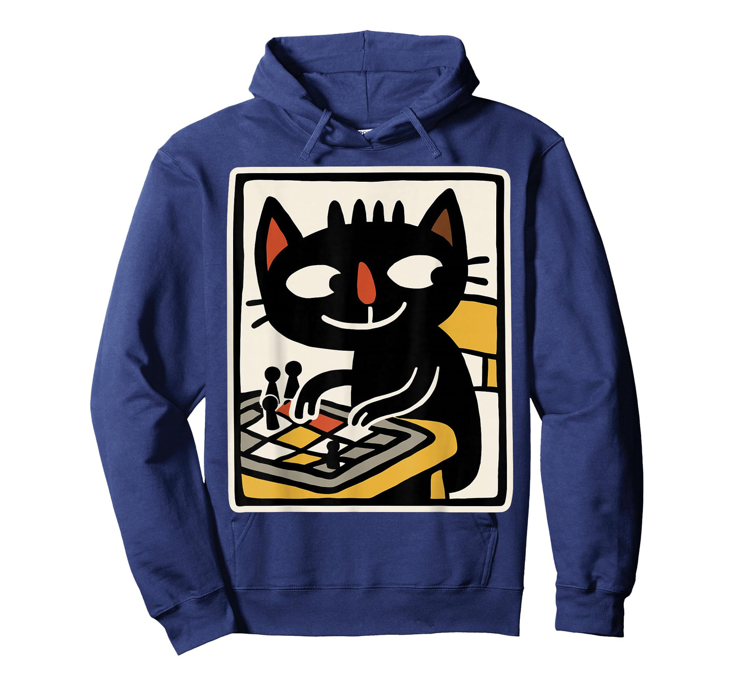 Retro Black Cat Playing Board Game Cute Gamer Art T-Shirt