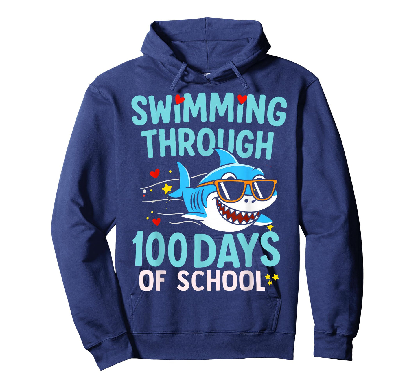 Sea Swimming Through 100 Days of School Cool Shark Boys Kids T-Shirt
