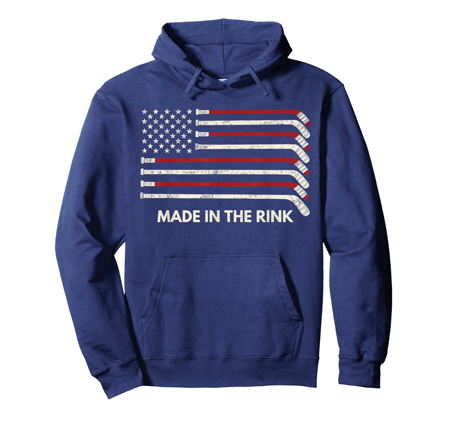 Built in The Rink Hockey Stick USA Flag Faded Ice Rink Pride T-Shirt