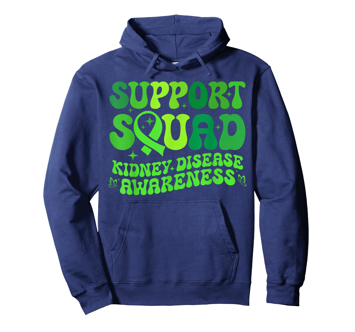 Support Squad Green PKD Kidney Disease Ribbon Butterfly T-Shirt