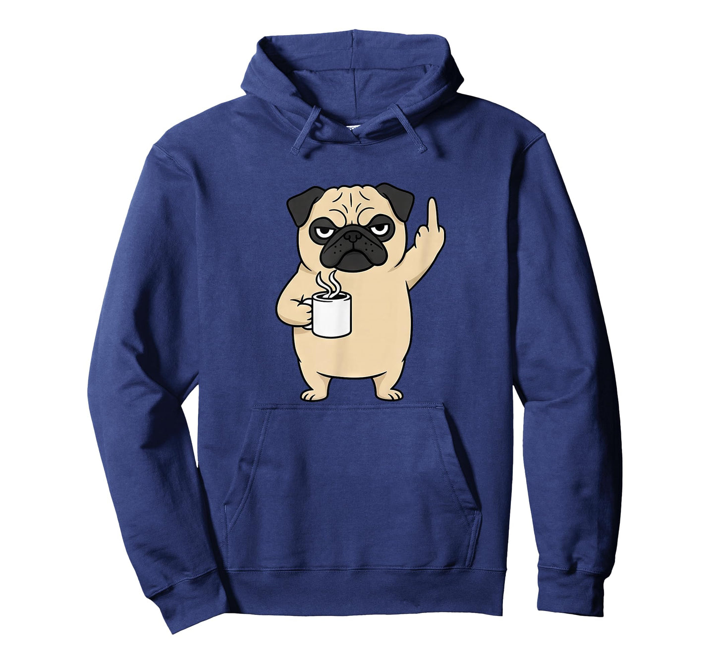 Annoyed Pug with Coffee and Middle Finger T-Shirt