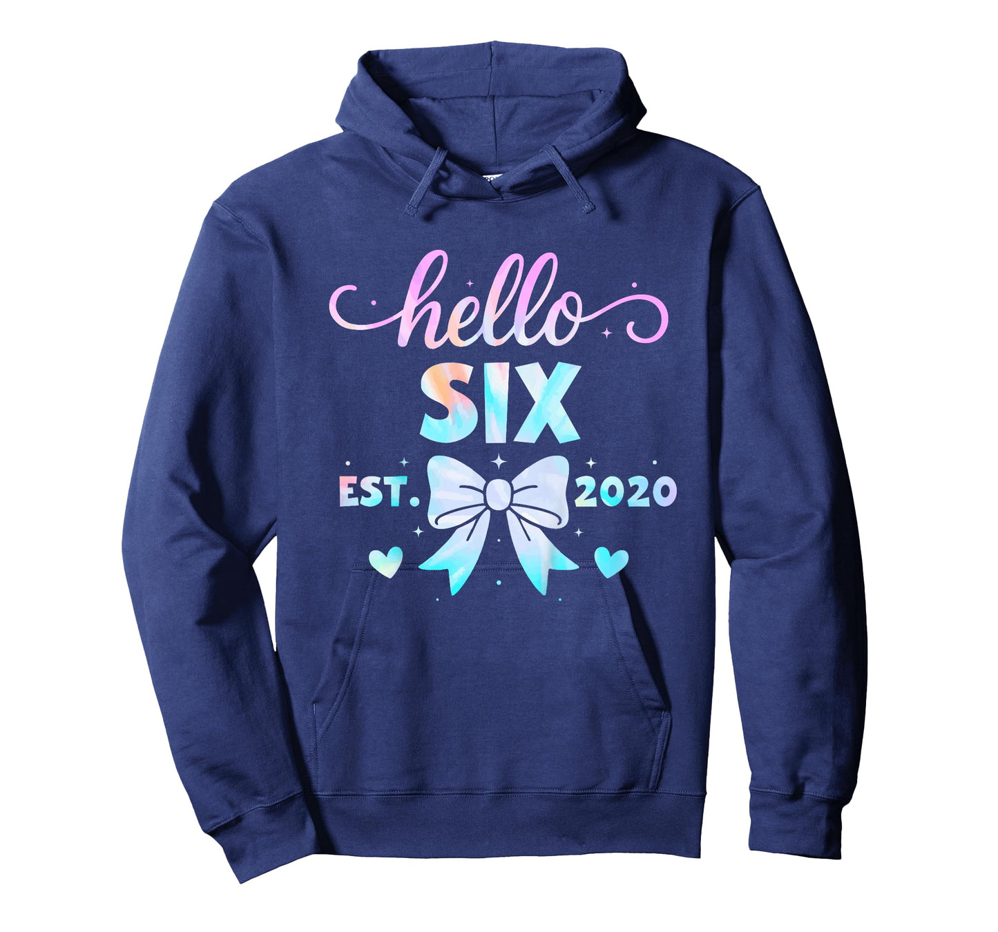 Kids Hello Six Coquette Bow 6th Birthday Girl, 6 Year Old Kids T-Shirt
