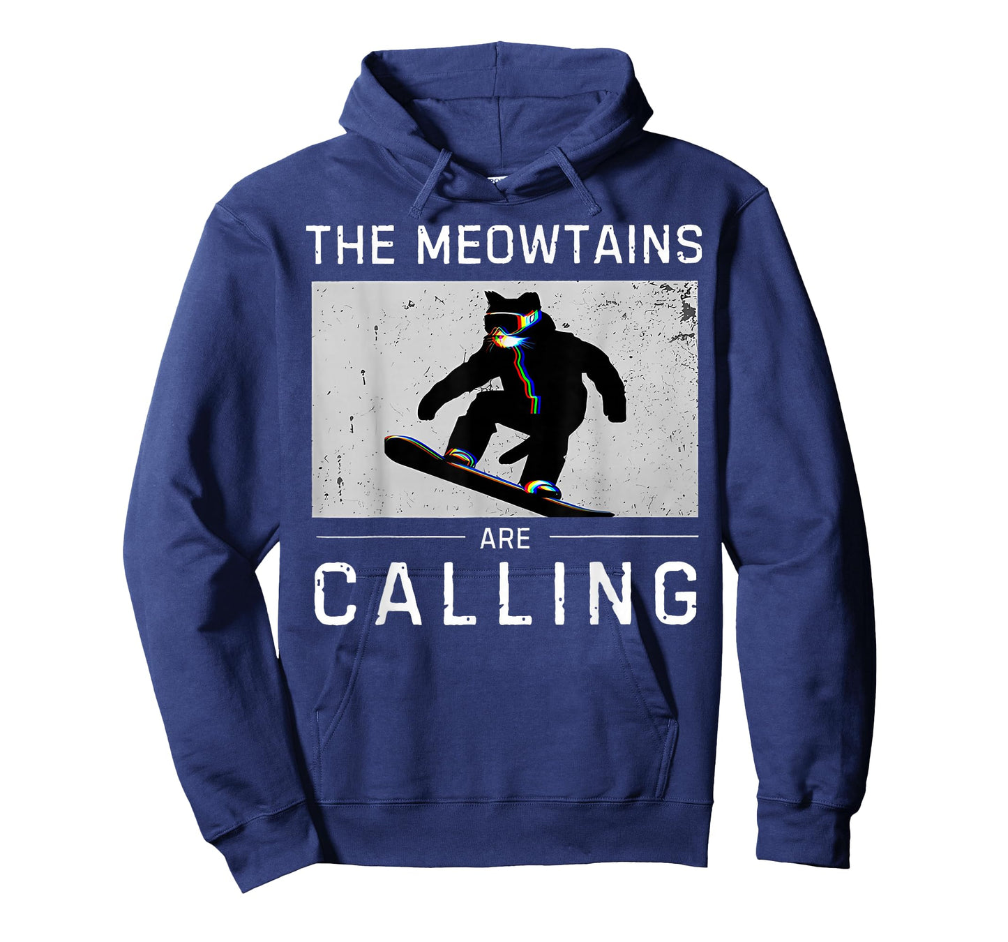 The Meowtains are Calling Snowboard Funny Cat Skiing T-Shirt
